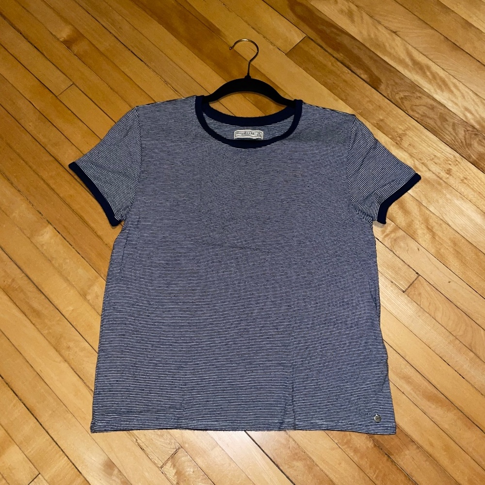 Abercrombie & Fitch Essentials Ringer Tee Striped Nautical Fisherman Preppy